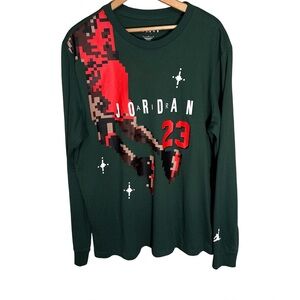 Nike Air Jordan Brand Holiday Long Sleeve Green Red Men’s Size L T-Shirt NWOT